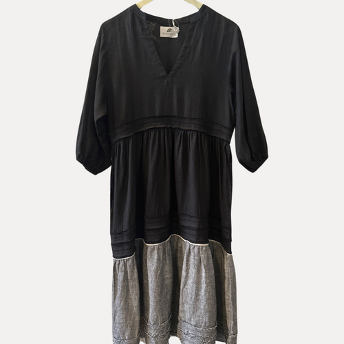 Black/Graphite Ruffle Dress